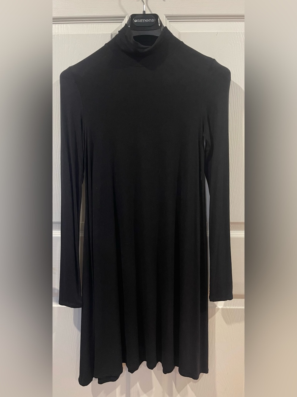 BCBG Black Long Sleeve Dress stretchy turtleneck small